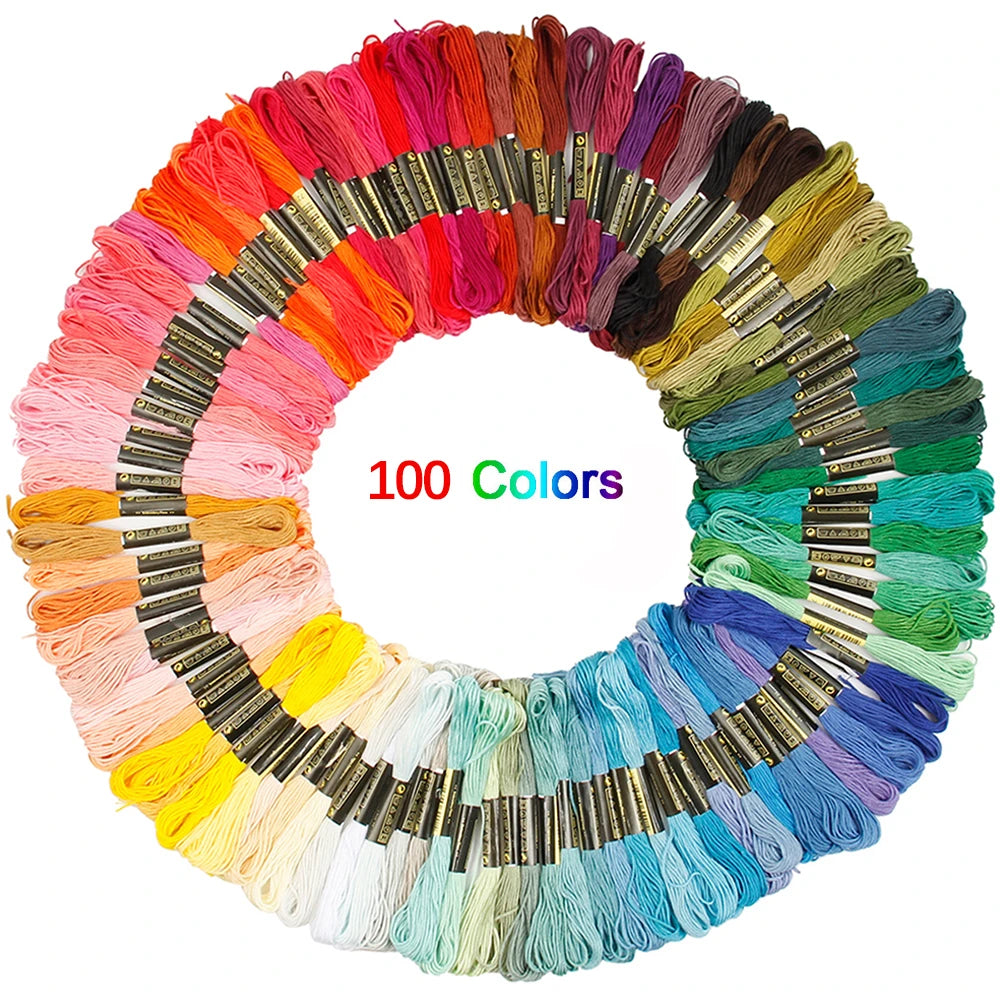 100/200/447pcs Mix Colors Embroidery Thread Cotton Sewing Skeins Craft Cross Stitch Floss Kit Line DIY Tools Make Bracelets by S And B Enterprise