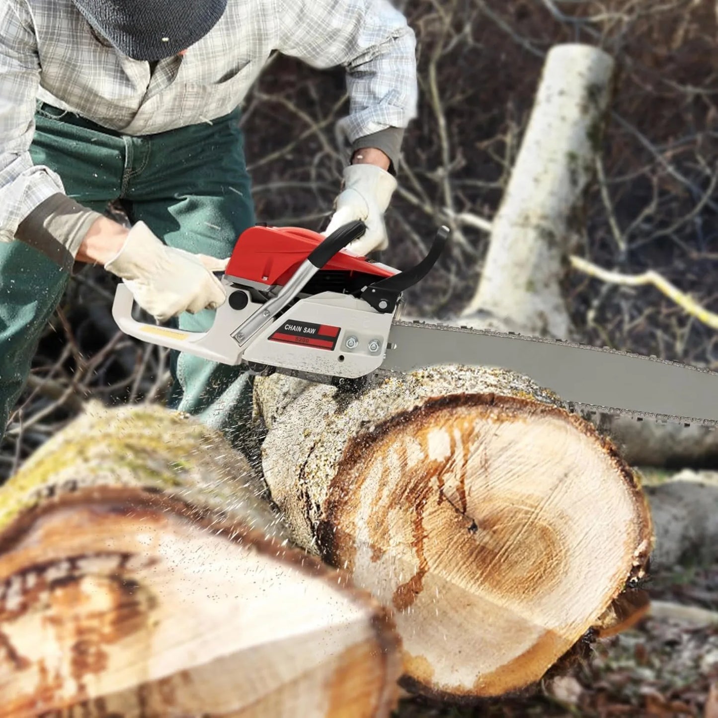 Gas Powered Chainsaw 2-Stroke Wood Cutting Tool For Quick Felling