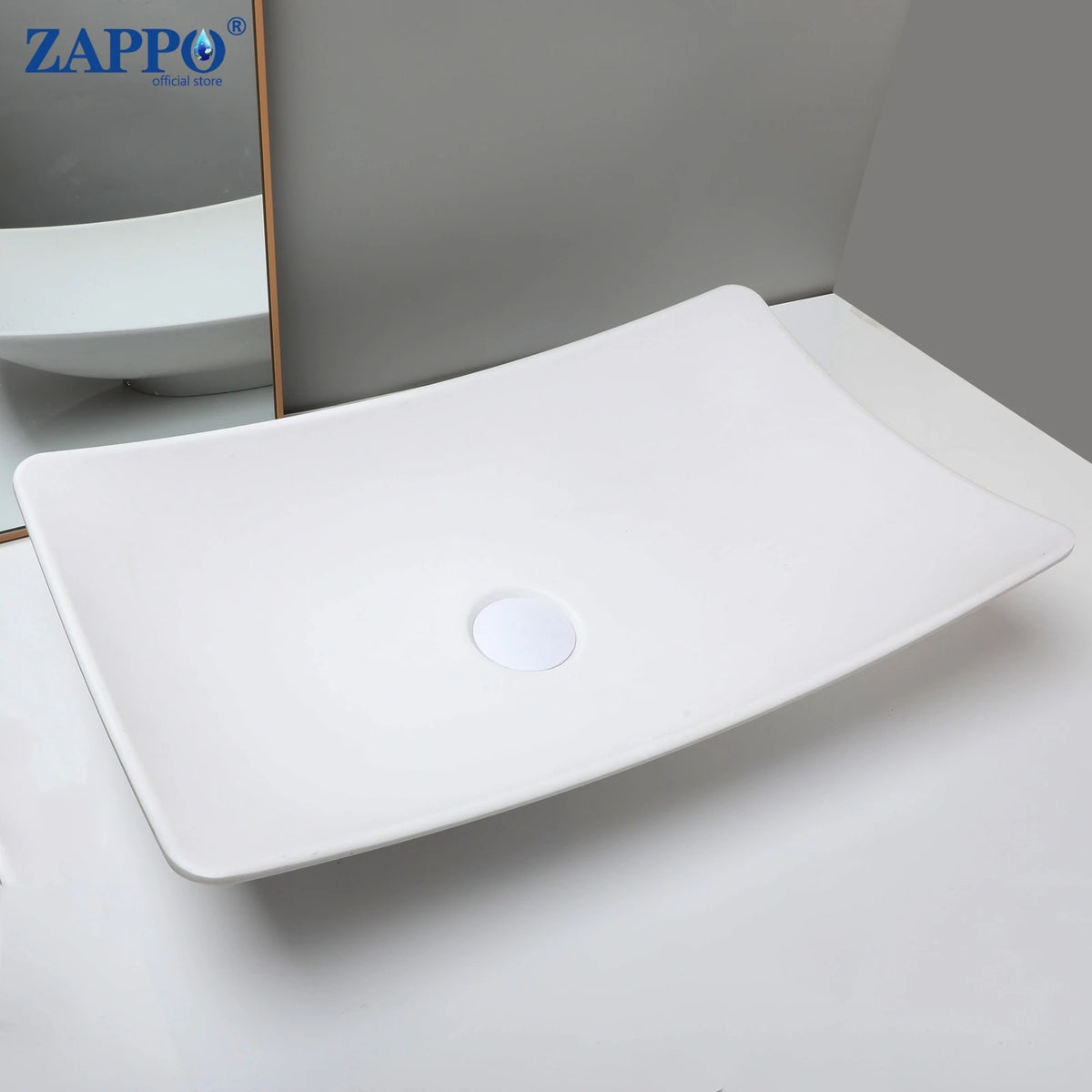 ZAPPO vessel bathroom sink, white stone resin, above-counter bowl with drain, no faucet, by S And B Enterprise