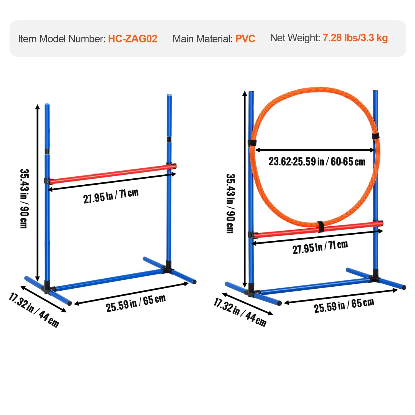 SucceBuy Dog Agility Training Equipment 4 PCS Set with Adjustable High Hurdles 6 Weave PolesJump Ring Square Pause Box Whistle by S And B Enterprise