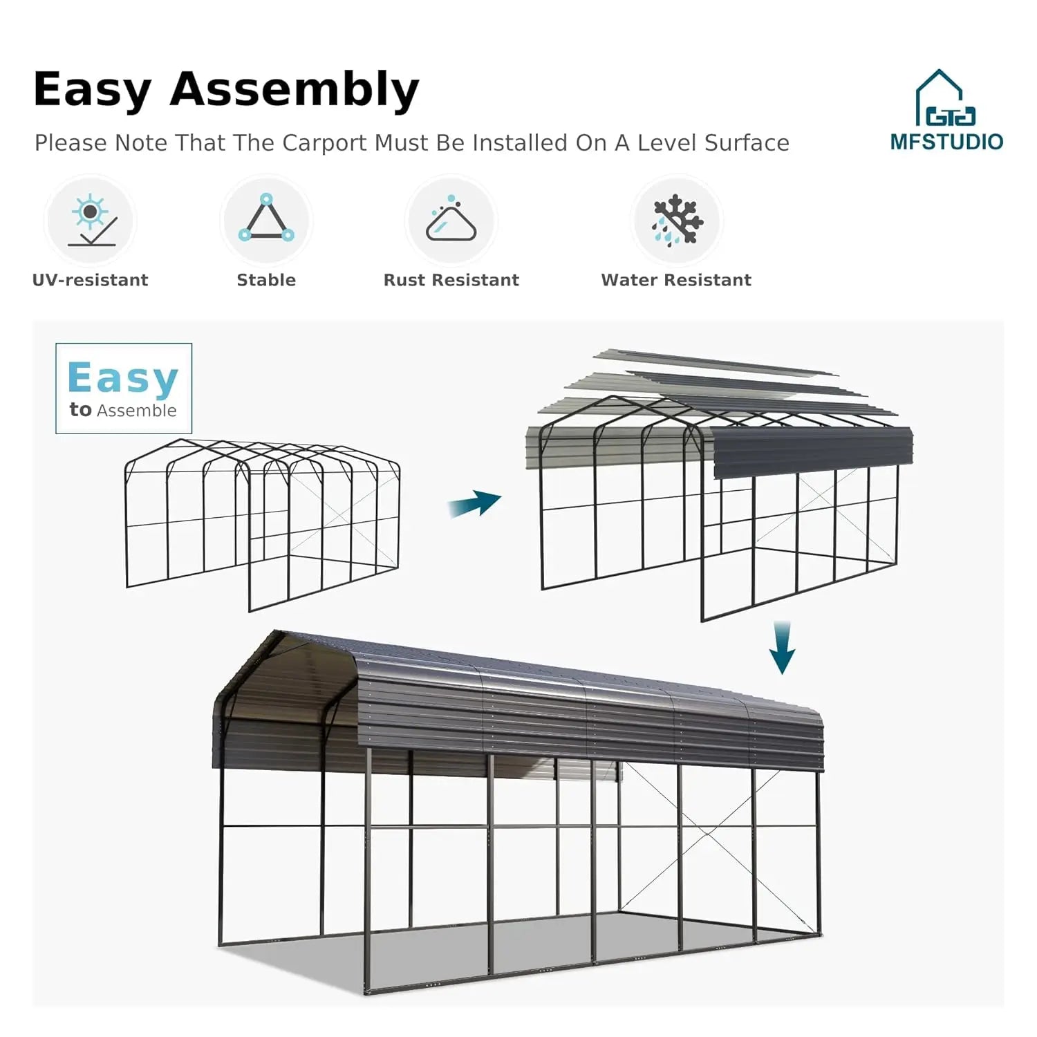 Heavy Duty Metal Carport Shelter For RVs And Vehicles by S And B Enterprise