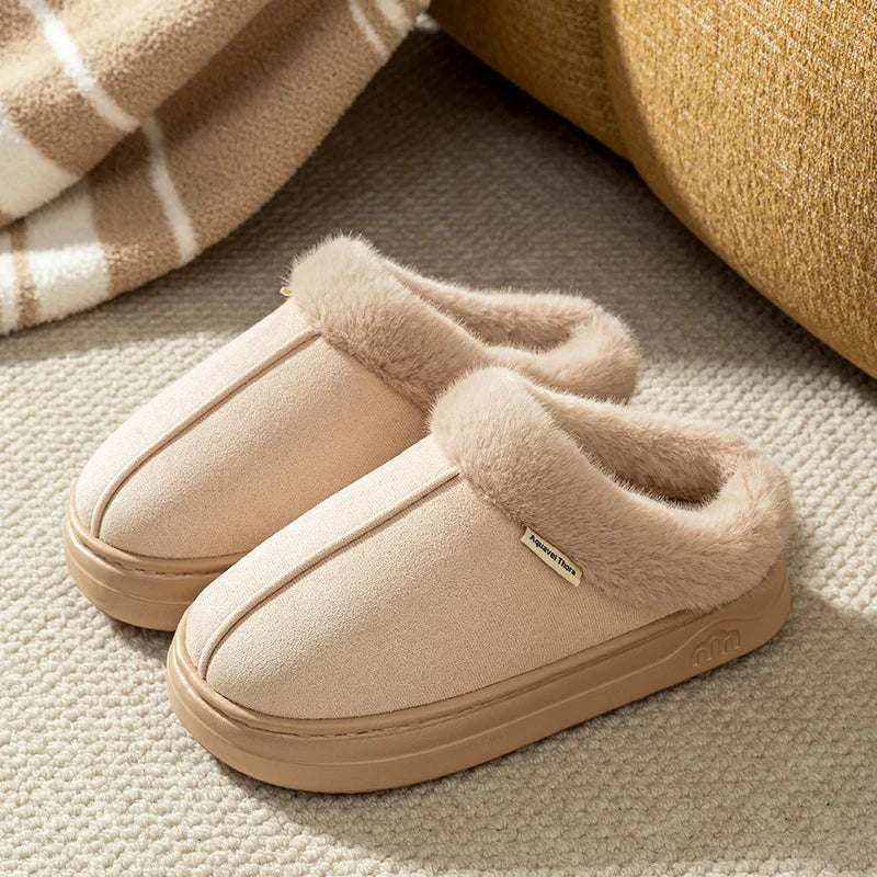 Winter Mens Fur Lined Slippers Non Slip Indoor Outdoor Shoes