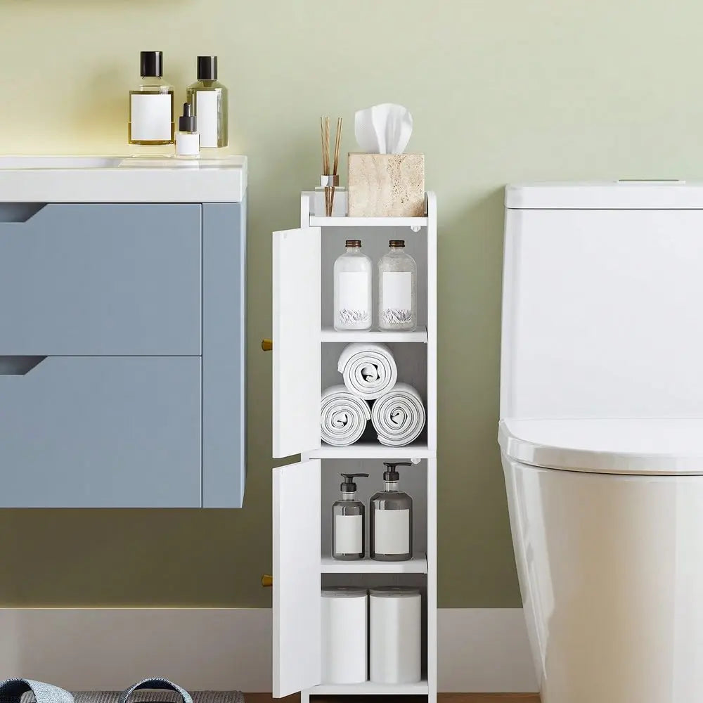 Corner Floor Bathroom Cabinet With Adjustable Shelf by S And B Enterprise