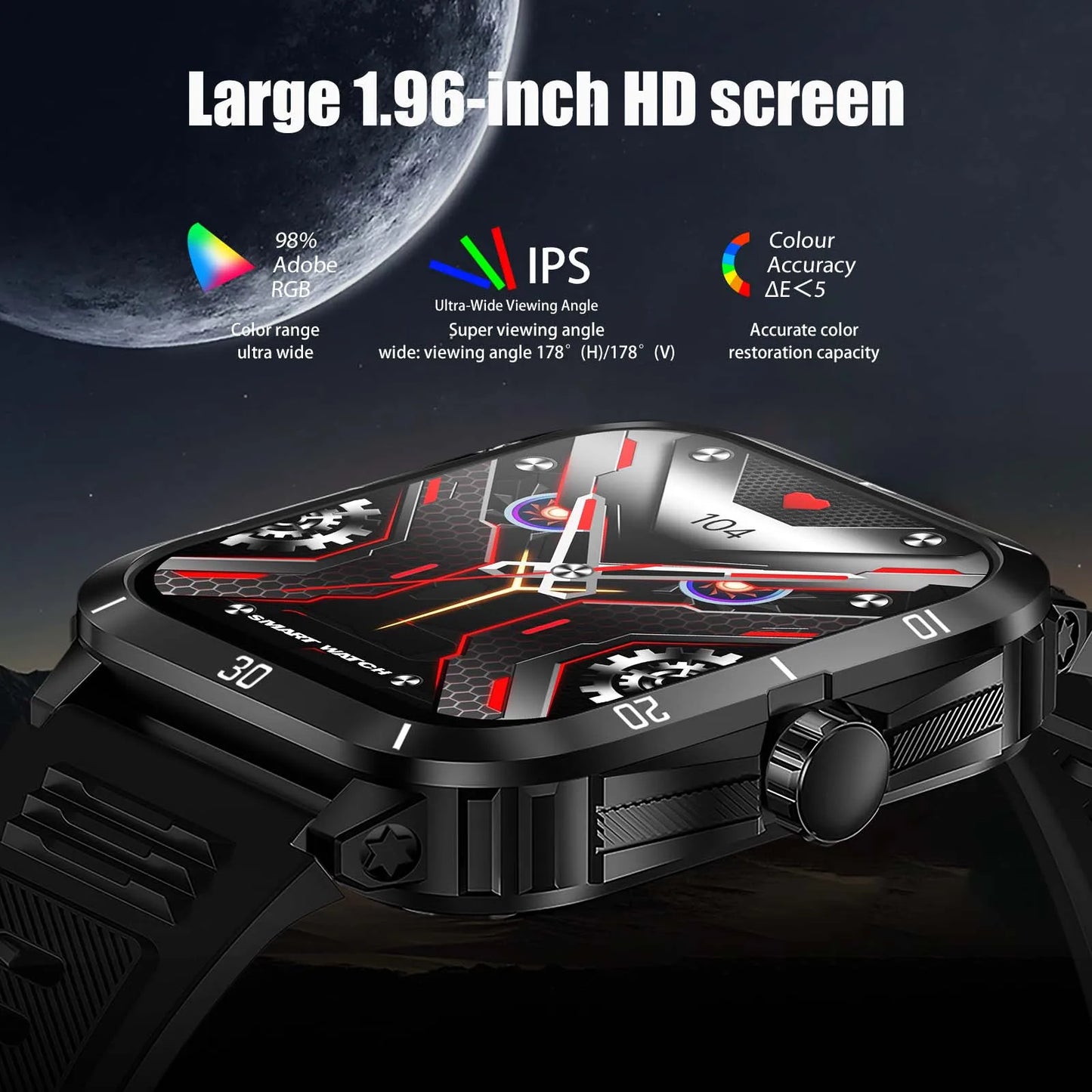 EIGIIS KT71 Smart Watch 3ATM Waterproof 1.96 IPS HR Bluetooth