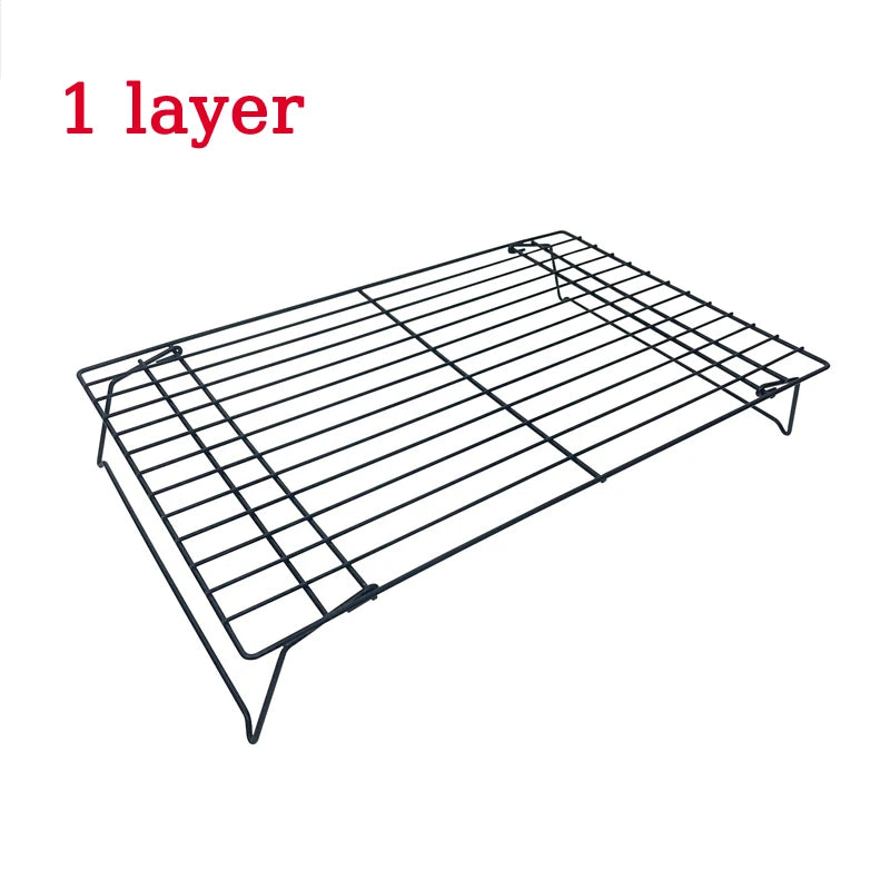Stainless steel 1-layer foldable wire grid baking rack for cooling bread and cookies