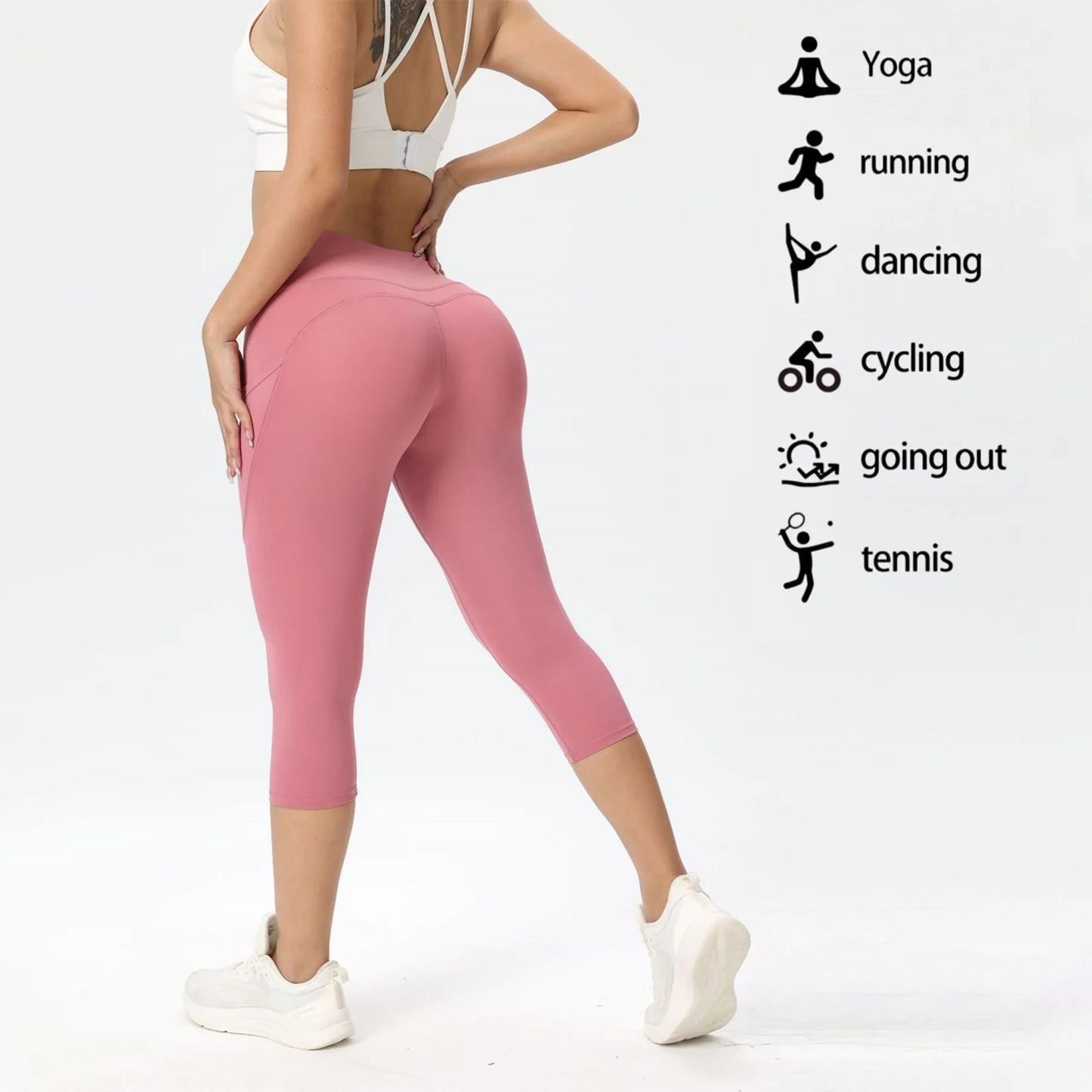 NONECN Womens High Waist Leggings With Phone Pocket For Yoga