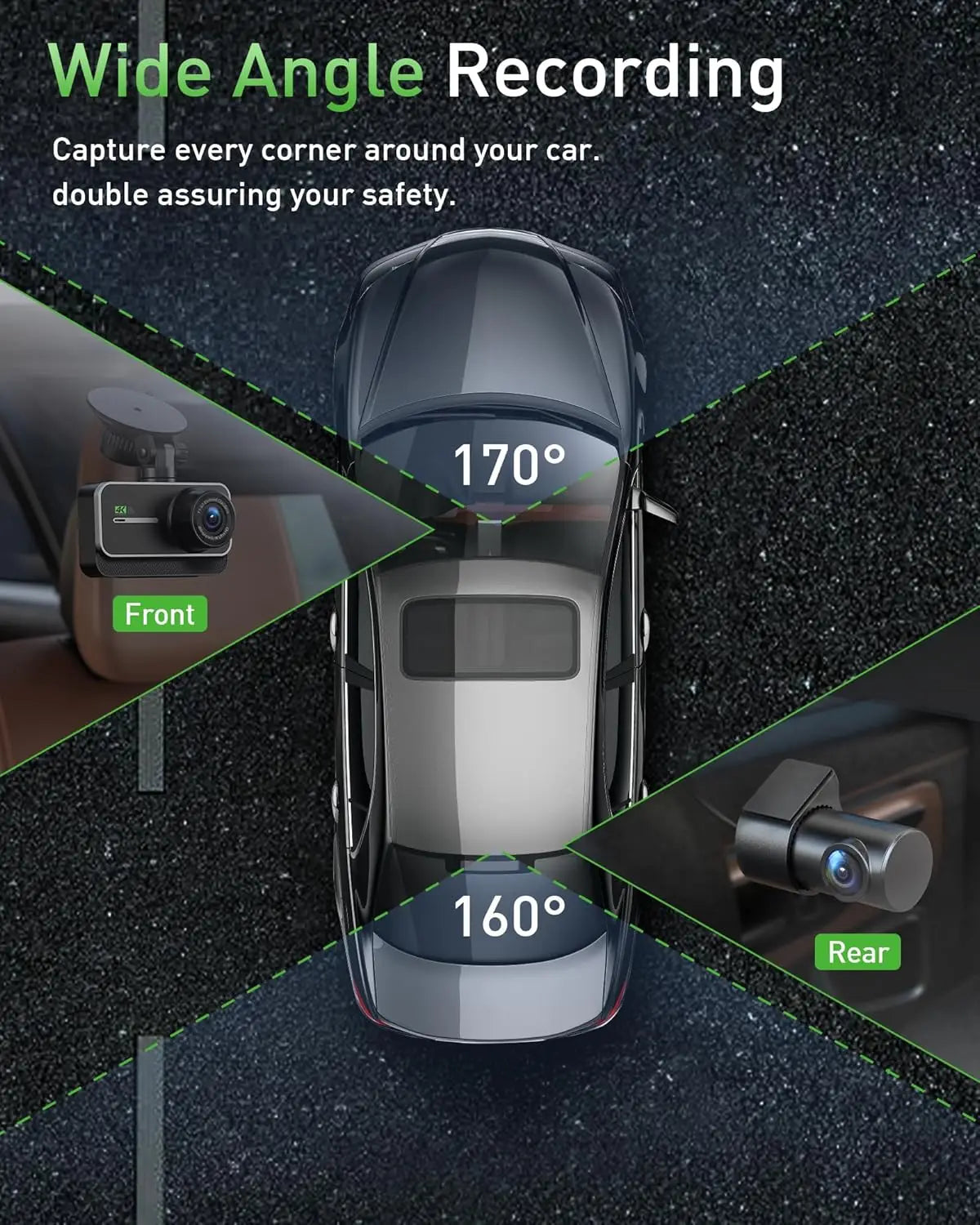 4K And 1080P Dual Dash Camera With WiFi Night Vision