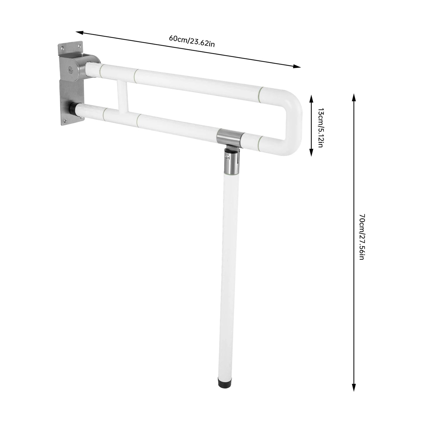 Foldable Toilet Grab Bar 100Kg Capacity ABS Stainless Steel Anti Slip Rail by S And B Enterprise