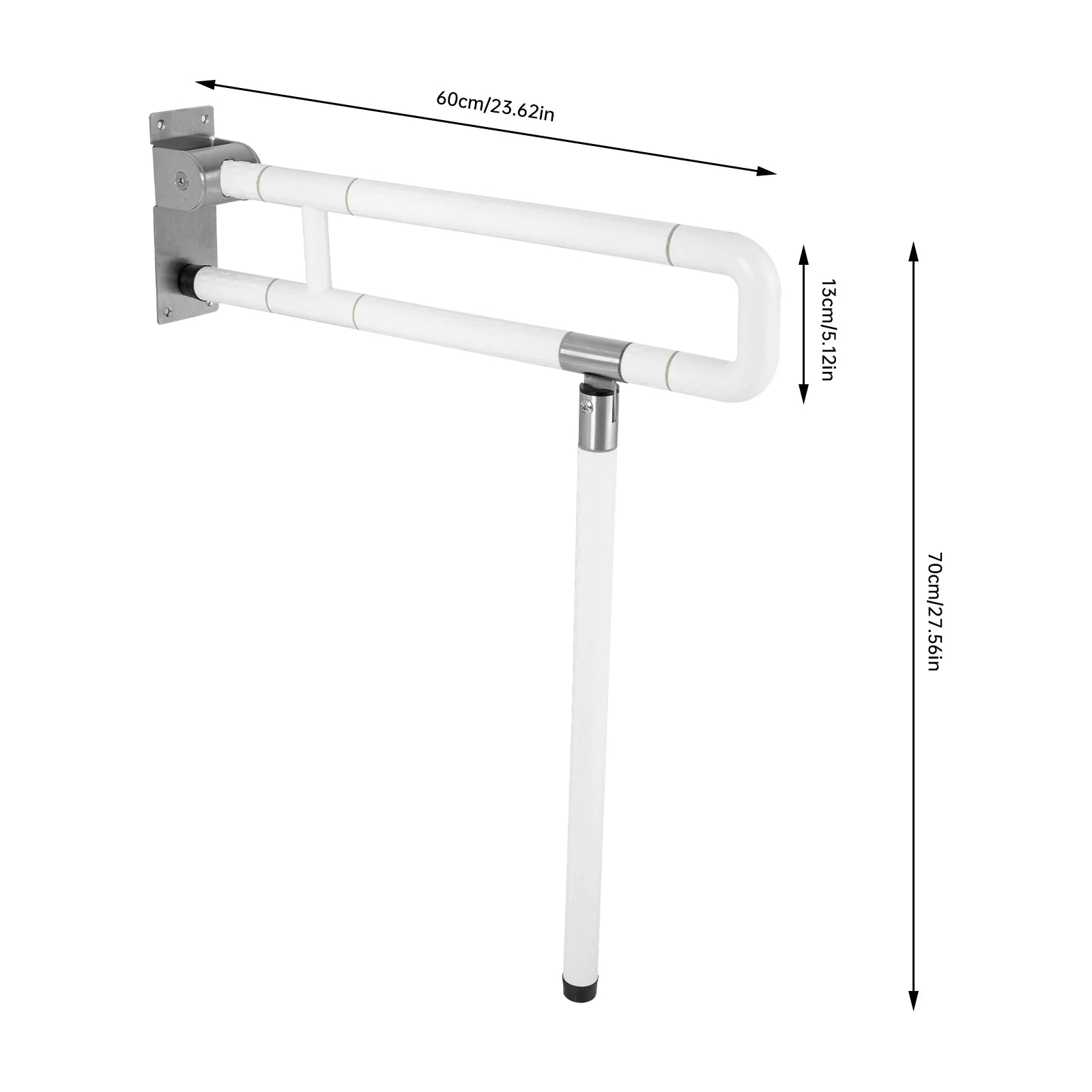 Foldable Toilet Grab Bar 100Kg Capacity ABS Stainless Steel Anti Slip Rail by S And B Enterprise
