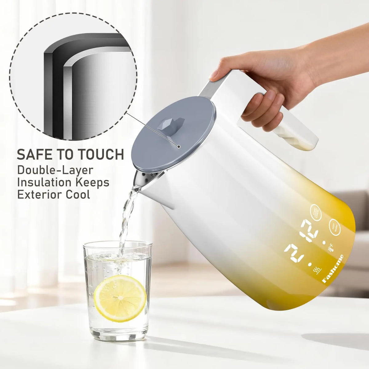 1.25L Electric Kettle Digital LED Display Electric Tea Kettle 2Hour Keep Warm Temperature Control Fast Boiling Hot Water Boiler
