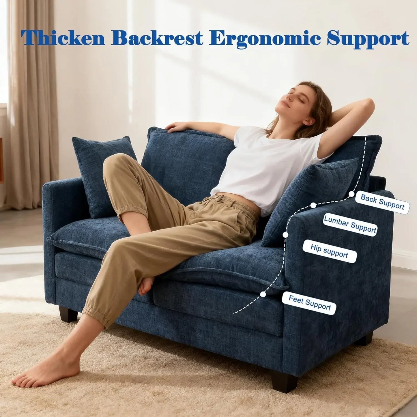 Cloud Loveseat Sofa Modern Upholstered Couch For Small Spaces
