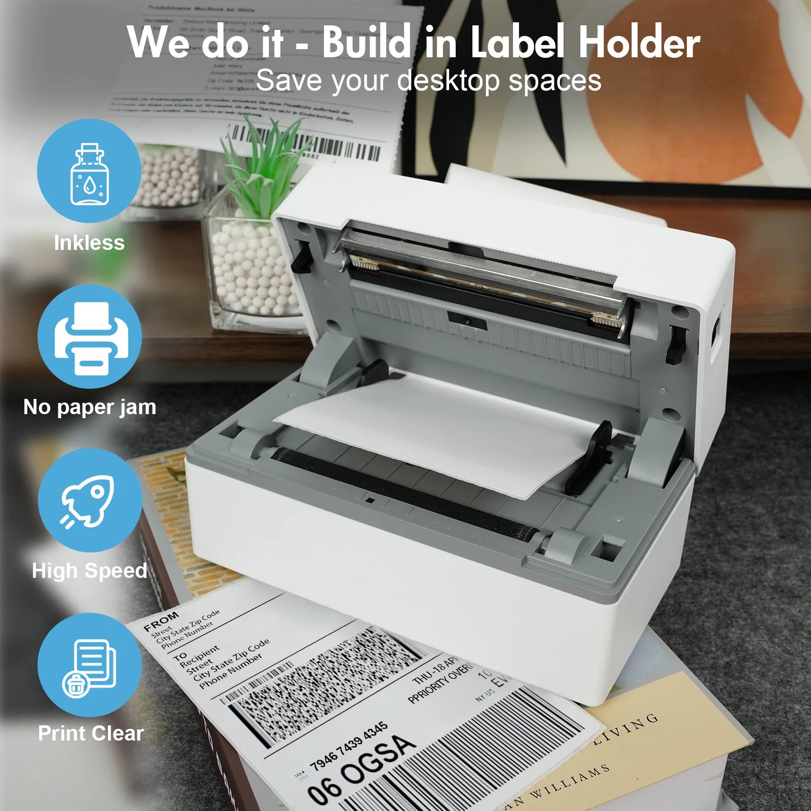 TakeYou Thermal Label Printer Portable No Ink USB Bluetooth 203DPI by S And B Enterprise