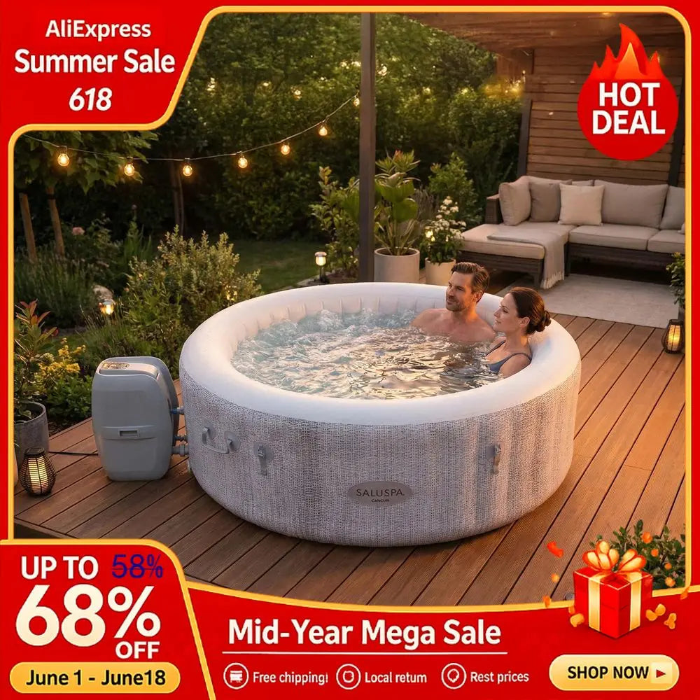 SaluSpa Cancun Inflatable Hot Tub Round With 120 Air Jets by S And B Enterprise