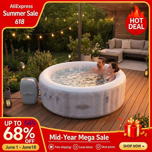 SaluSpa Cancun Inflatable Hot Tub Round With 120 Air Jets by S And B Enterprise