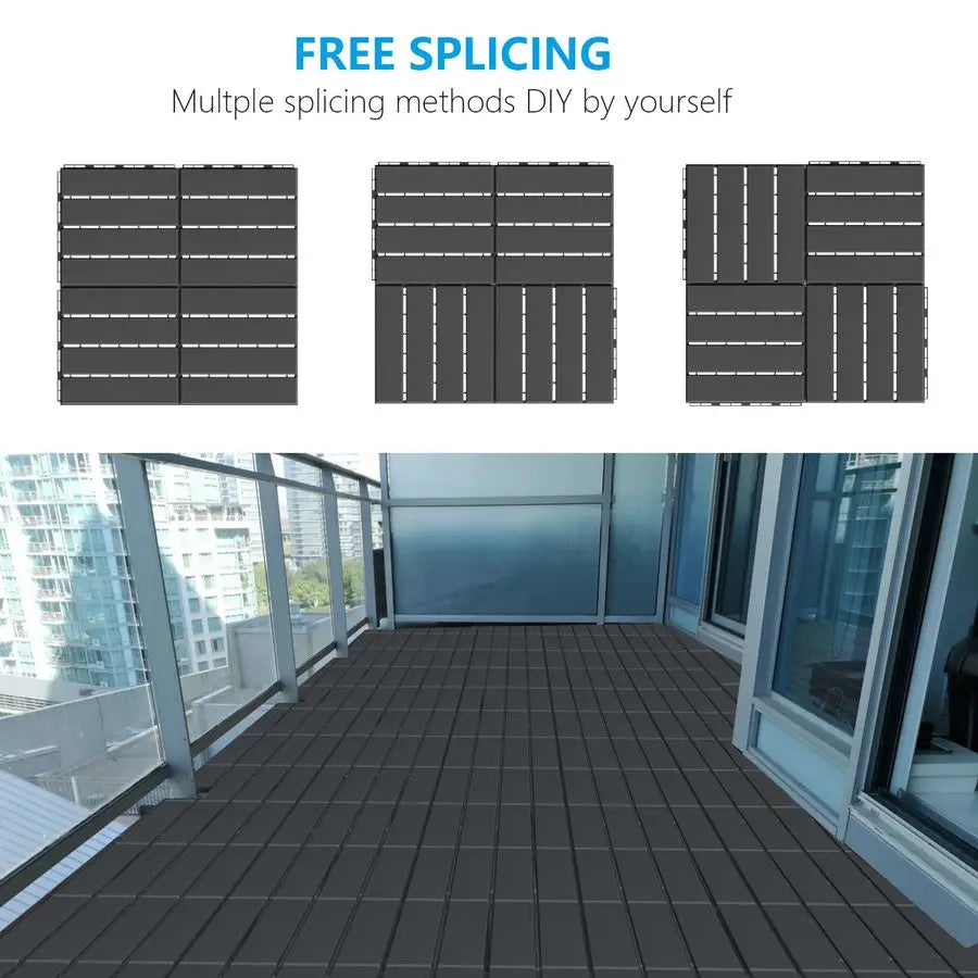 Interlocking Plastic Deck Tiles Patio Waterproof Outdoor Flooring