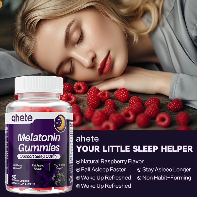Ahete Melatonin Gummies - Sleep Support Gummies, Relaxation, Berry Flavor Formula, 1 Per Day, Non-Habit Forming,