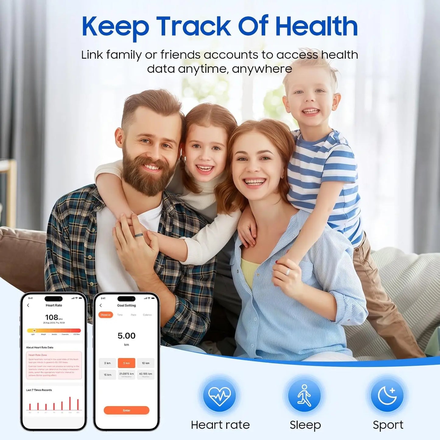 Smart Ring Health Tracker iOS Android IP68 Waterproof No Subscription by S And B Enterprise