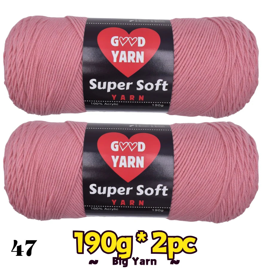 Two pink Good Yarn Super Soft acrylic yarn balls by S And B Enterprise, 190g each for crochet