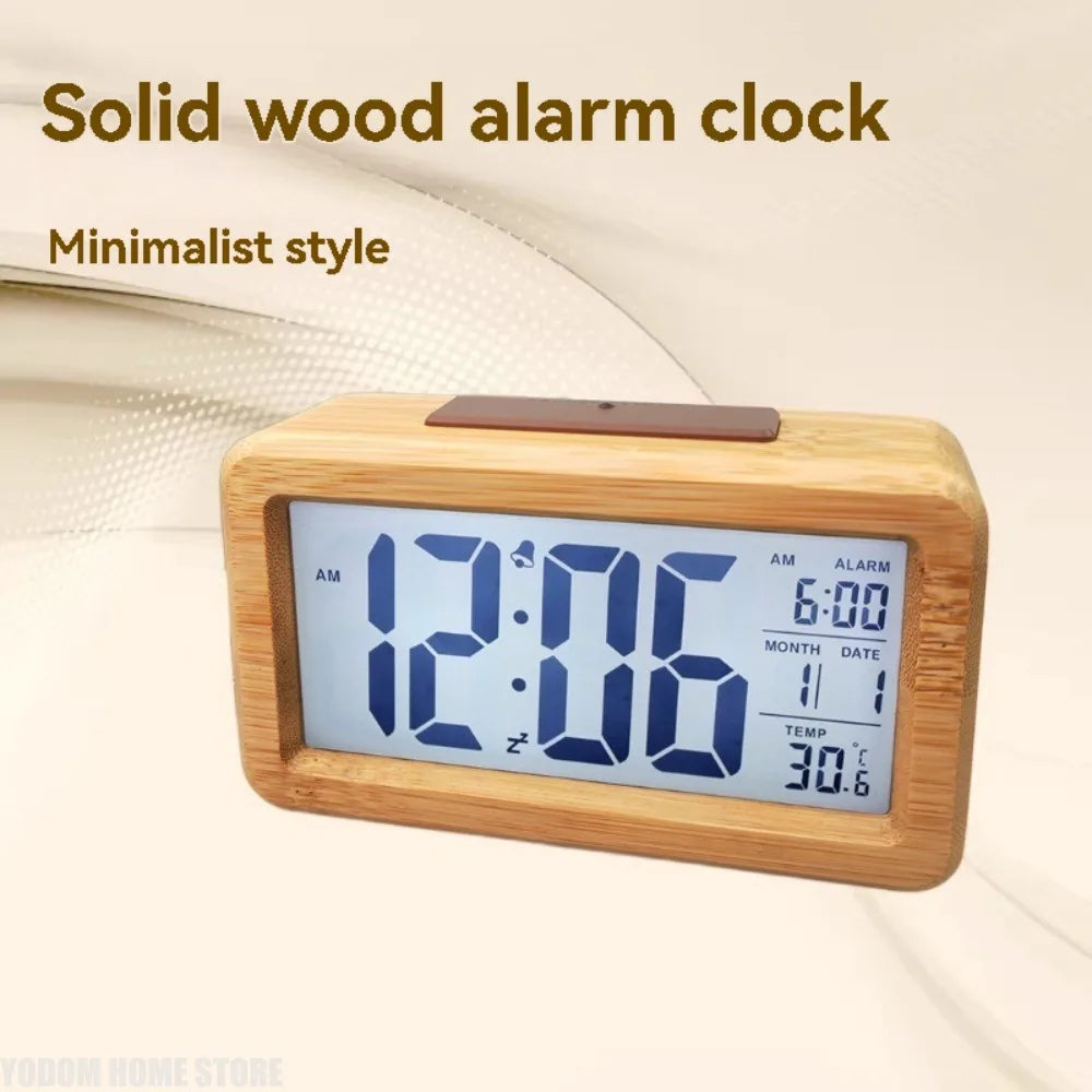 Wooden LED Digital Alarm Clock With Snooze Date Temperature by S And B Enterprise