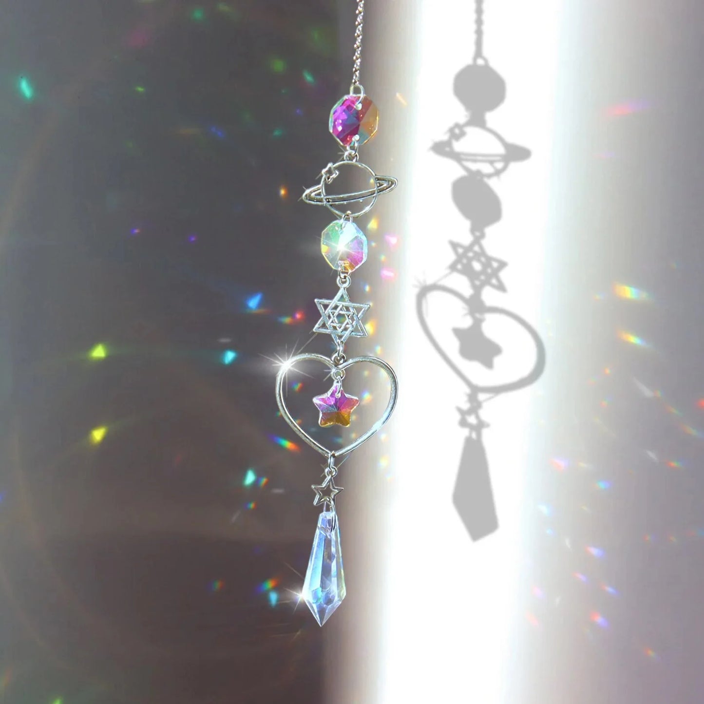 Crystal Wind Chime Rainbow Maker Sun Catcher Dream Catcher Pendant by S And B Enterprise