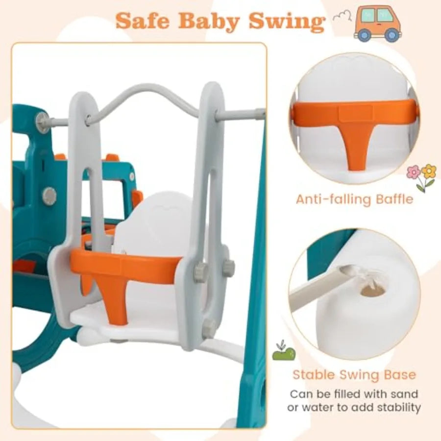 6-In-1 Toddler Slide And Swing Set Play Gym