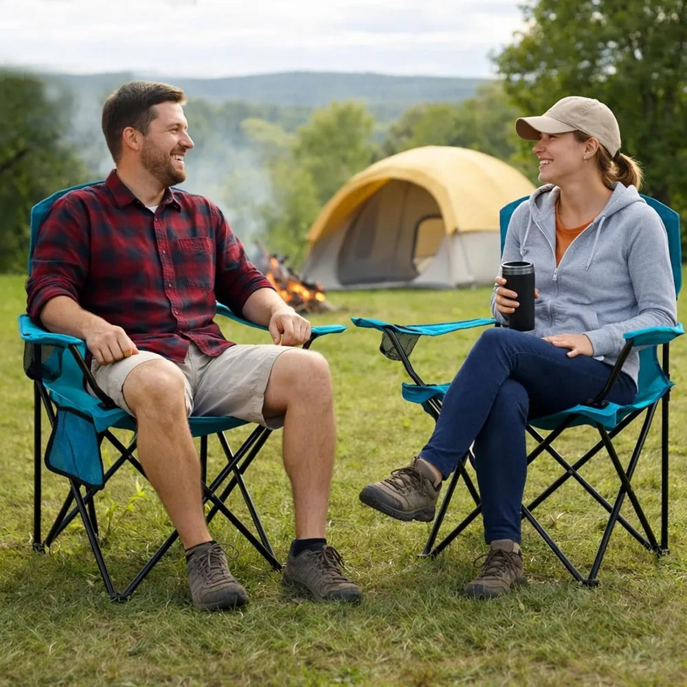 NBVCX Lightweight Folding Camp Chair With High Back Cup Holder by S And B Enterprise