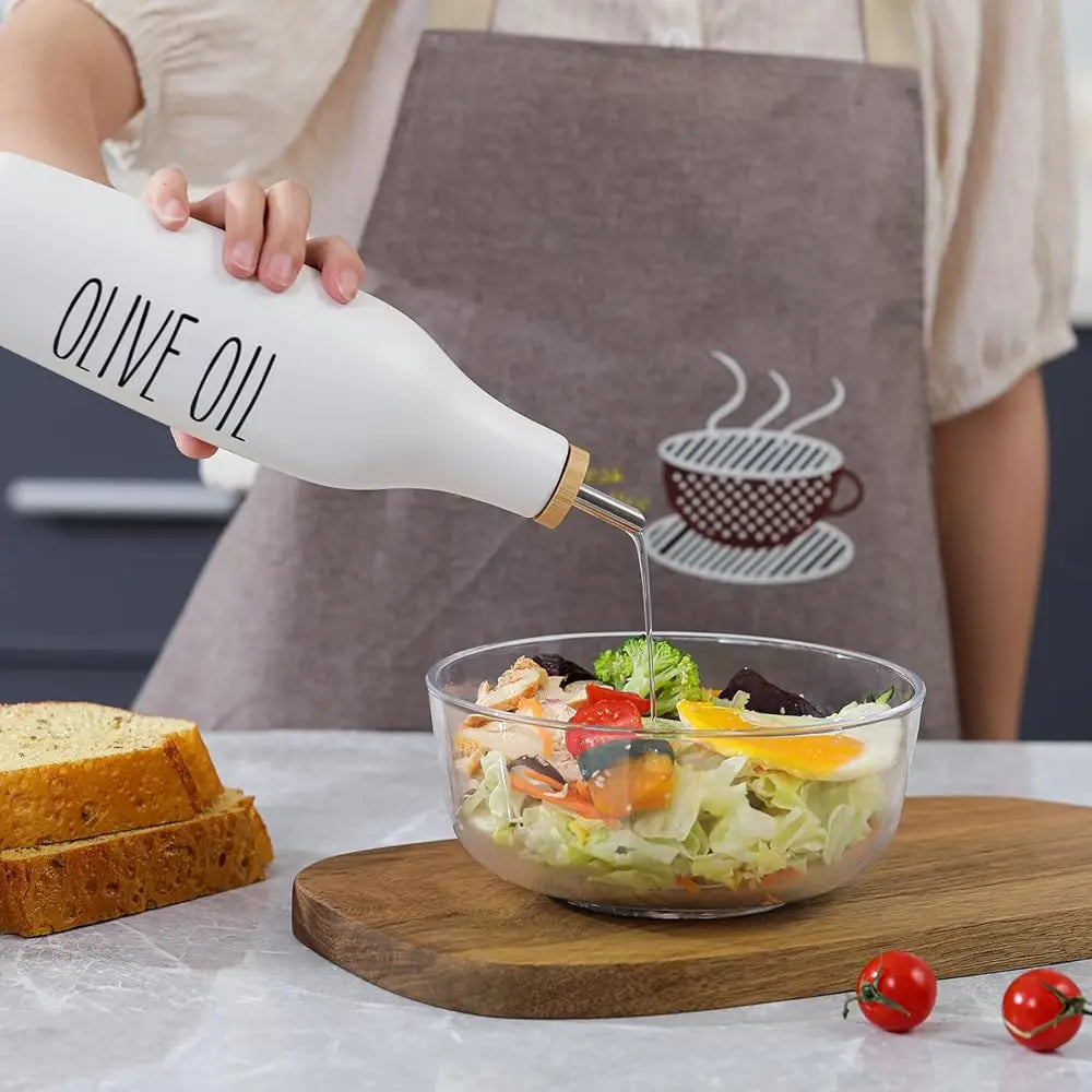 BONJEAN Olive Oil And Vinegar Dispenser Set Ceramic by S And B Enterprise