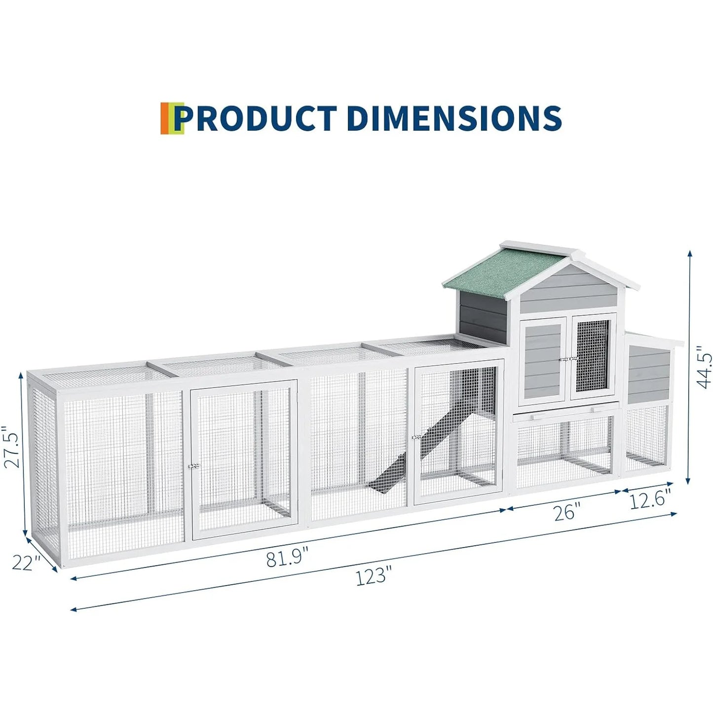 HiMISS Weatherproof Wooden Chicken Coop With Run For MultiPet Poultry