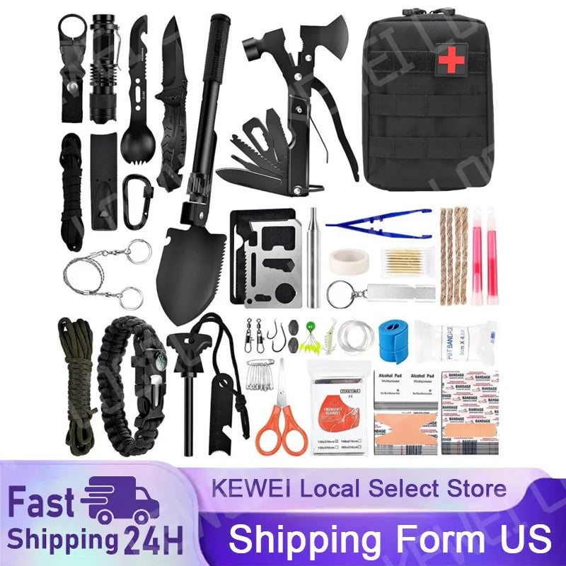 Outdoor Survival First Aid Kit And Emergency Tool Set