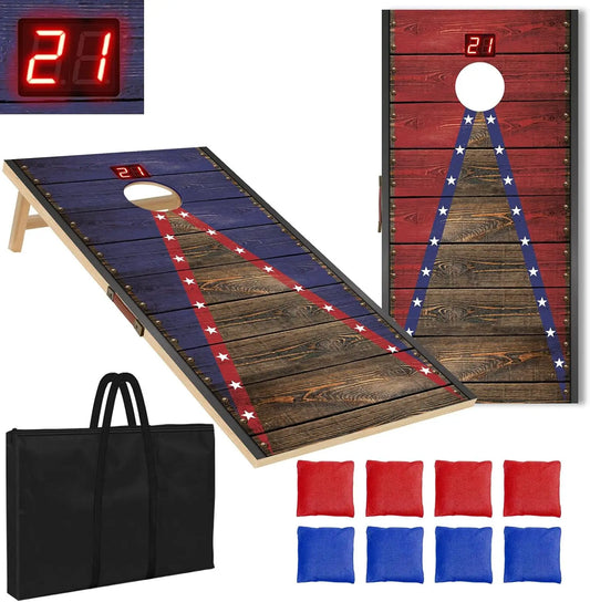 Electronic Cornhole Board Set With Automatic Scoring Wooden Portable by S And B Enterprise