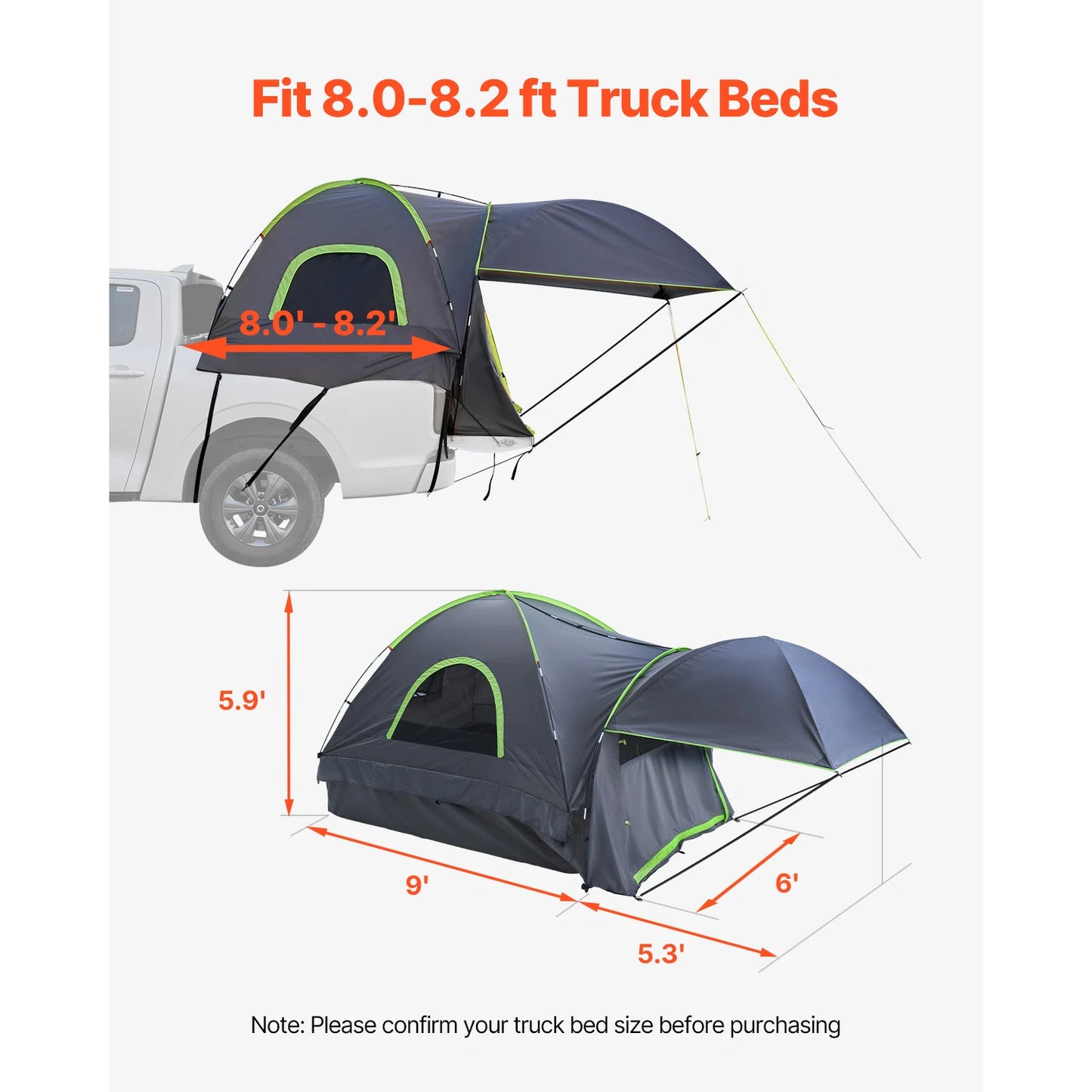 SucceBuy Pickup Truck Tent For Camping Waterproof PU2000 Expandable Awning