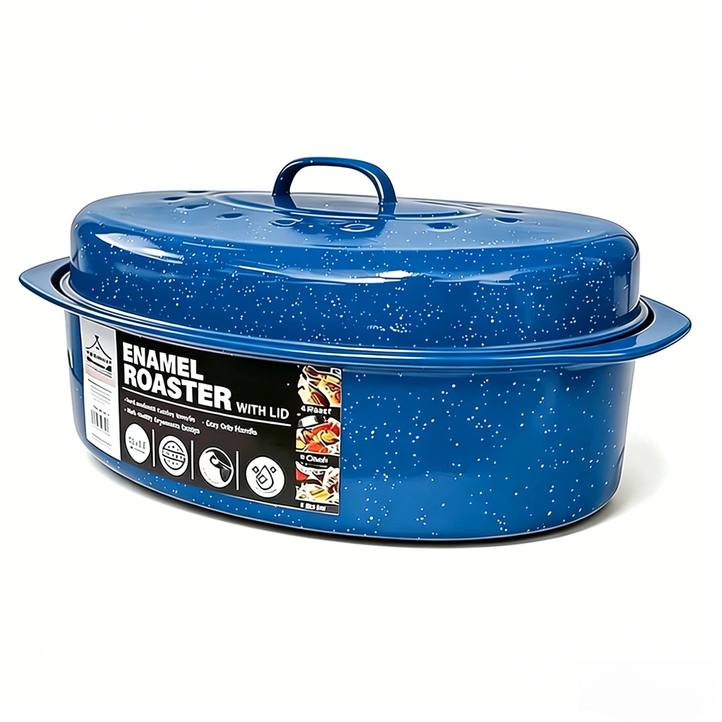 Oval Roaster With Lid Enameled Steel 7 Lb Poultry Capacity by S And B Enterprise