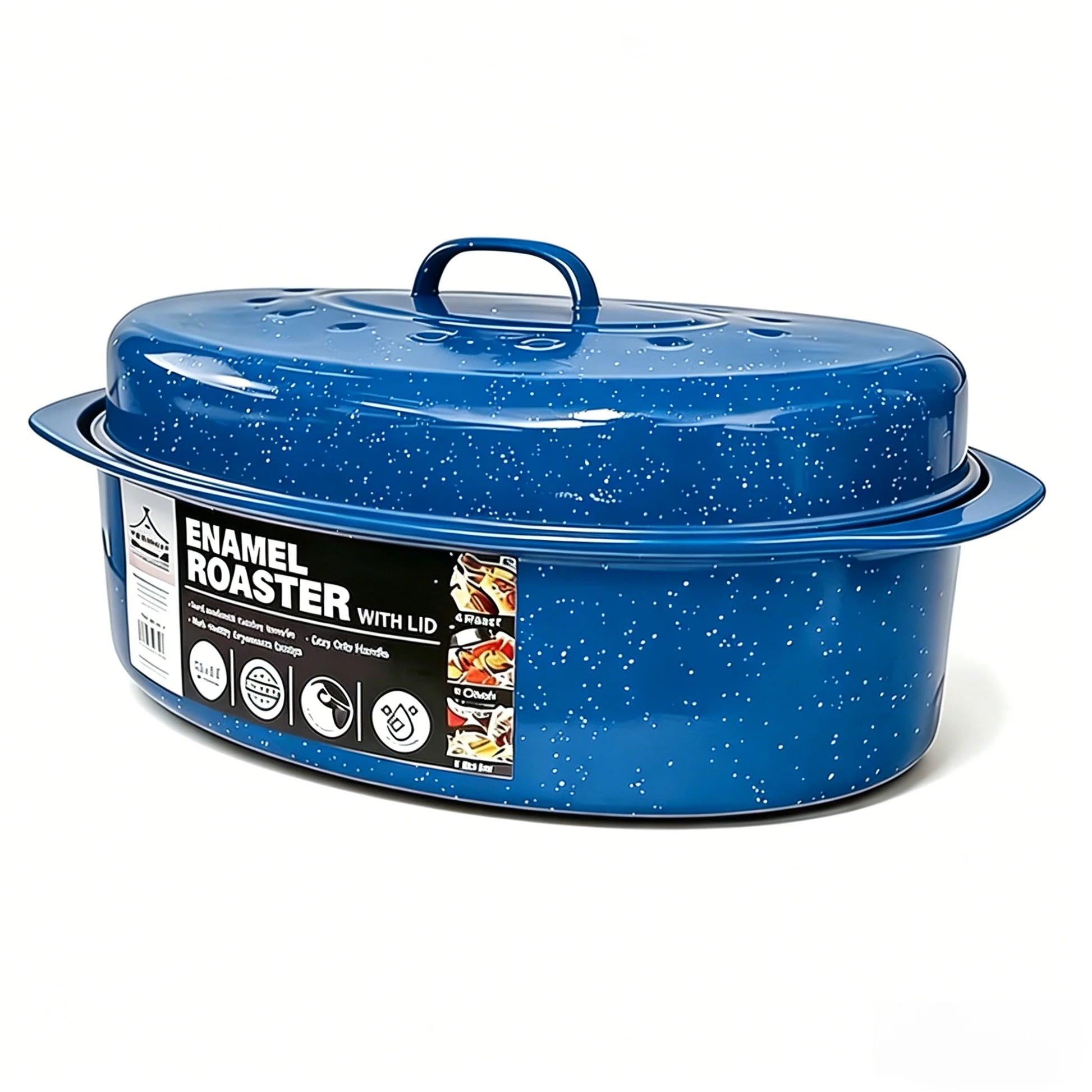 Oval Roaster With Lid Enameled Steel 7 Lb Poultry Capacity by S And B Enterprise