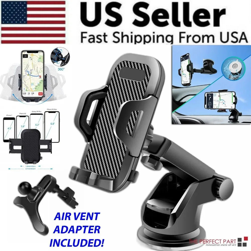 360° Universal Mount Holder Car Stand Windshield For Mobile Cell Phone GPS，Sucker Car Phone Holder Mount Stand GPS Mobile Cell Support For iPhone 13 12 11 Pro Max X 7 8 Xiaomi Huawei Samsung by S And B Enterprise