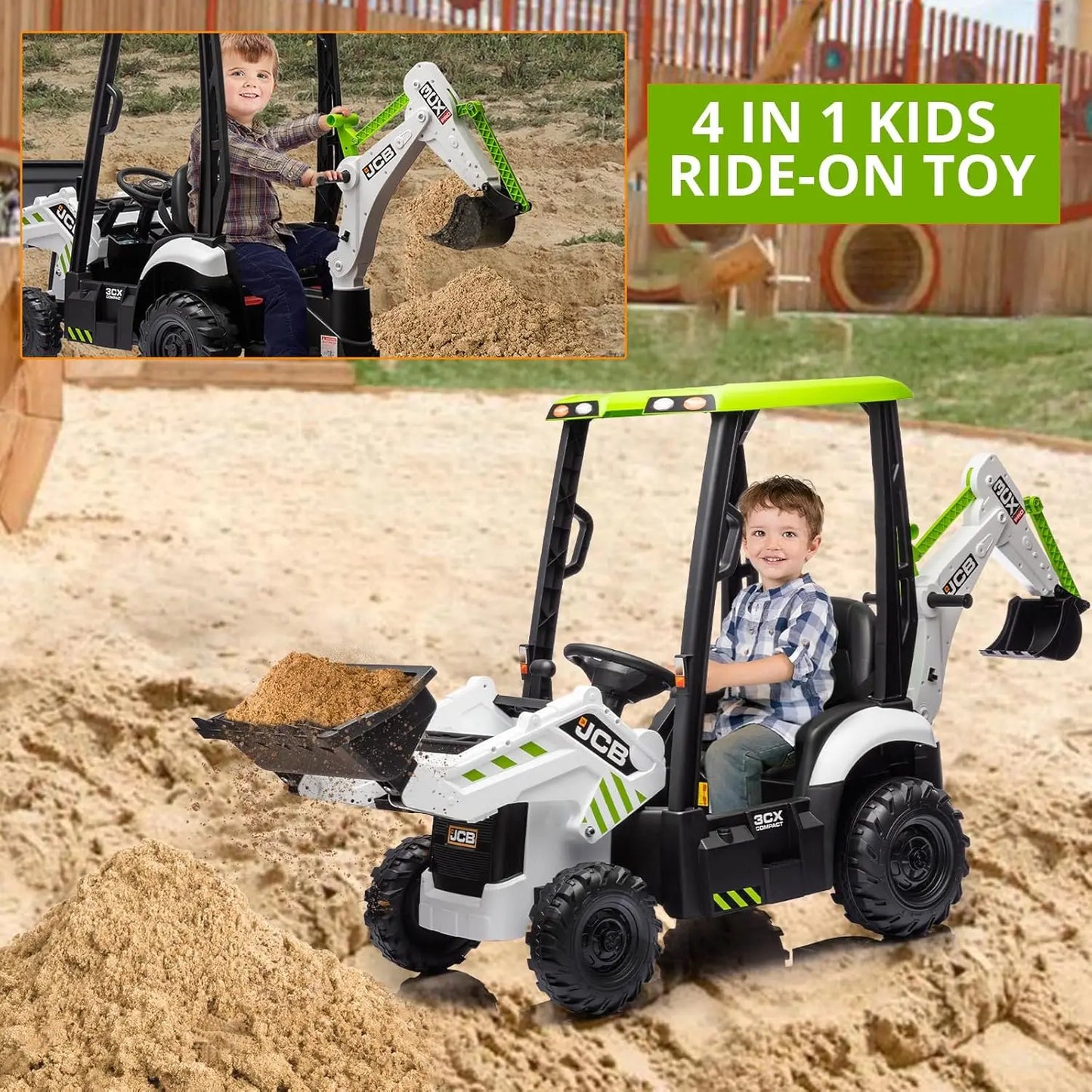 HiMISSE 12V Electric Backhoe Loader Toy With Remote Control