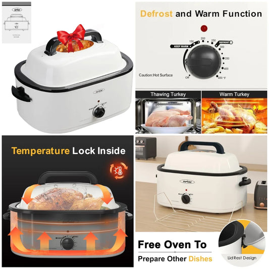 XMSJ Electric Roaster Oven With Viewing Lid Cool Touch Exterior by S And B Enterprise