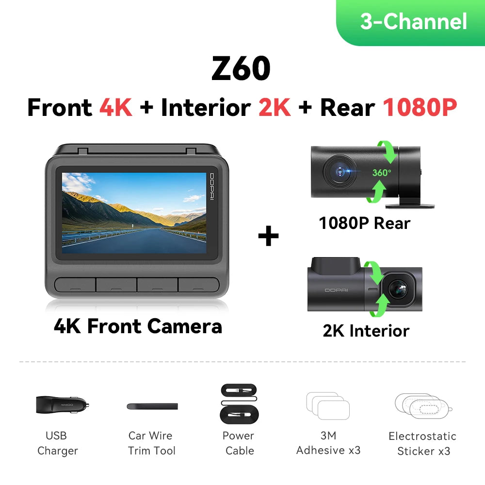 Ddpai Z60 4K 2K 1080P Dash Cam With GPS ADAS Night Vision