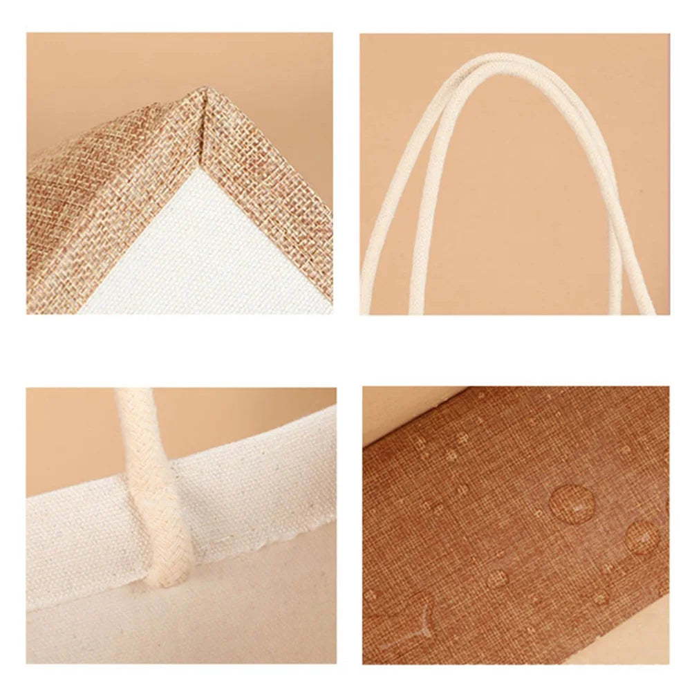 Alloet Burlap Jute Tote Bag Casual Reusable Shopping Bag