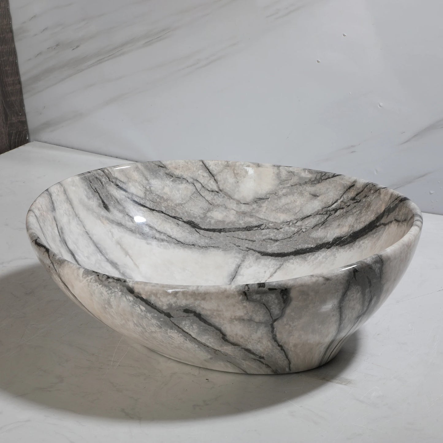 Torayvino Marble Pattern Ceramic Vessel Sink Set Matte Faucet