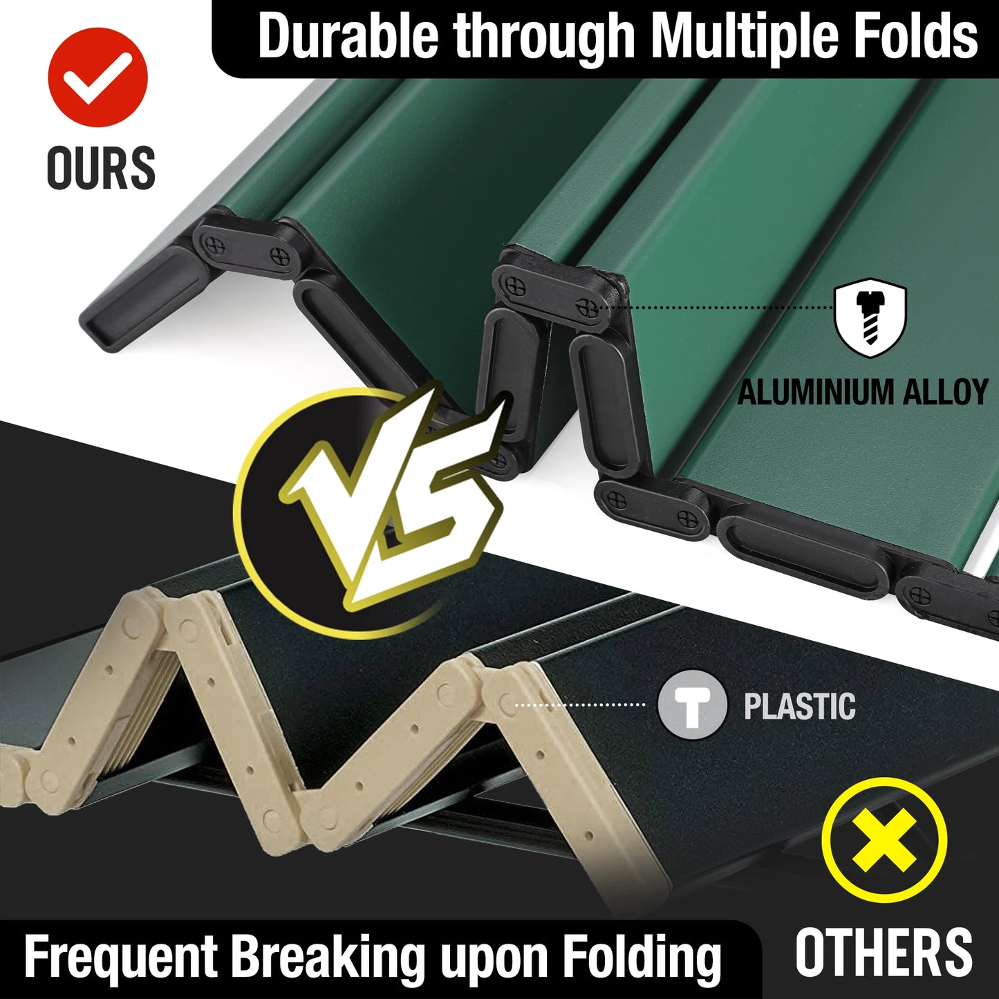 VILLEY Folding Square Camping Table With Carry Bag Adjustable Aluminum