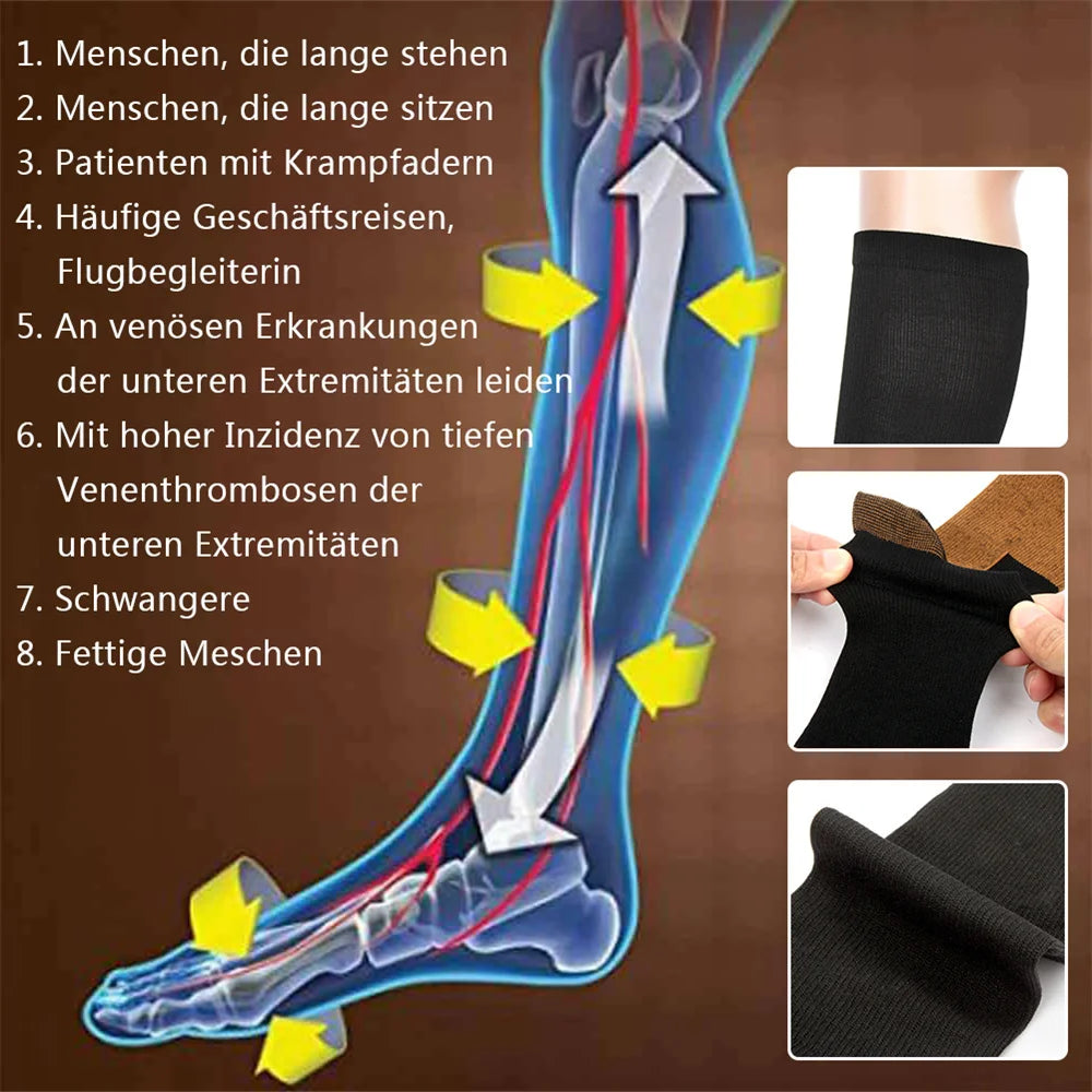 Copper compression socks, 6-pair unisex knee-high 20–30 mmHg, black knit fabric by S And B Enterprise.