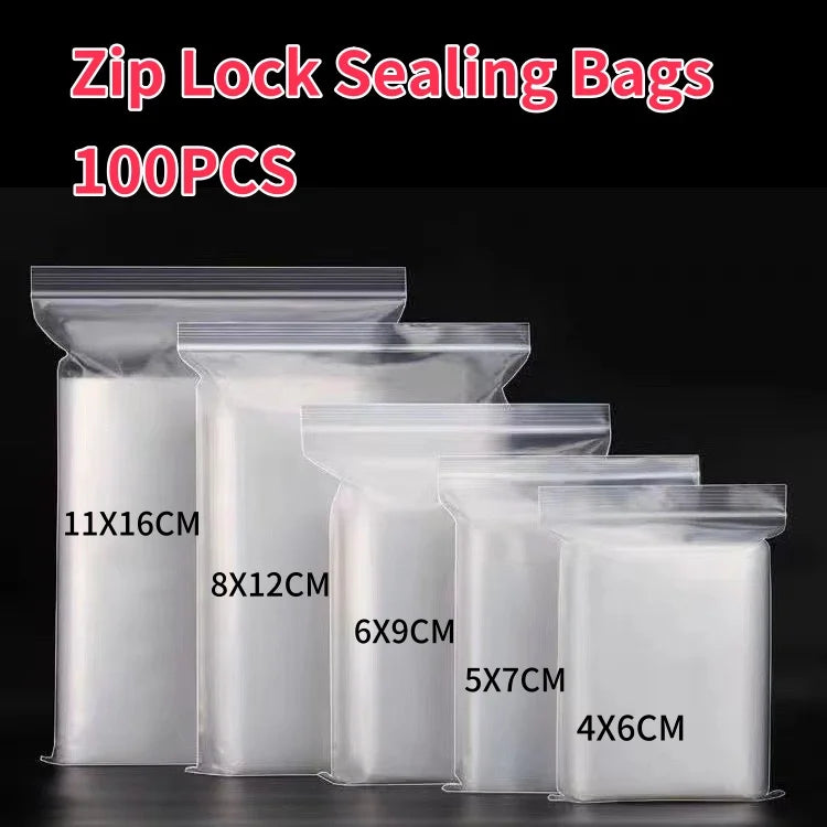 NONECN 100Pcs Small Transparent Zip Lock Bags Durable Storage