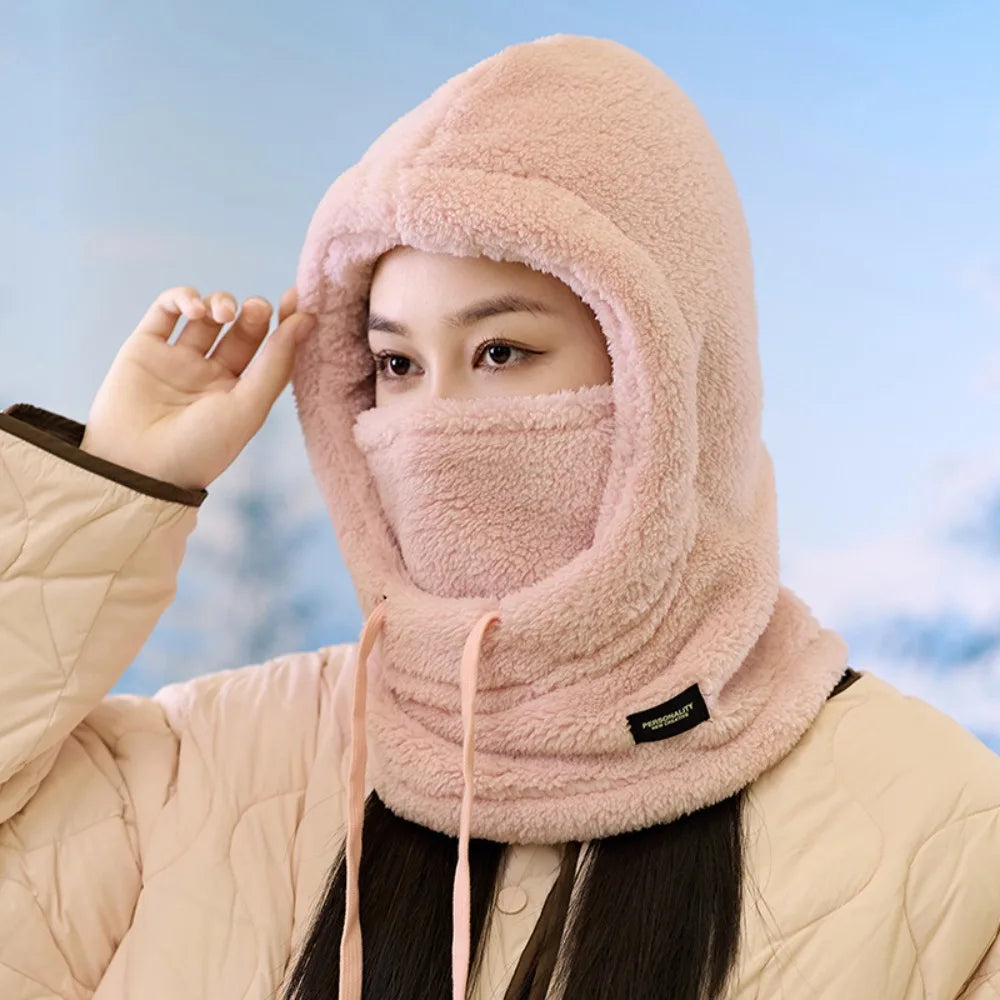 Unisex Winter Thermal Balaclava Ski Mask With Drawstring Windproof