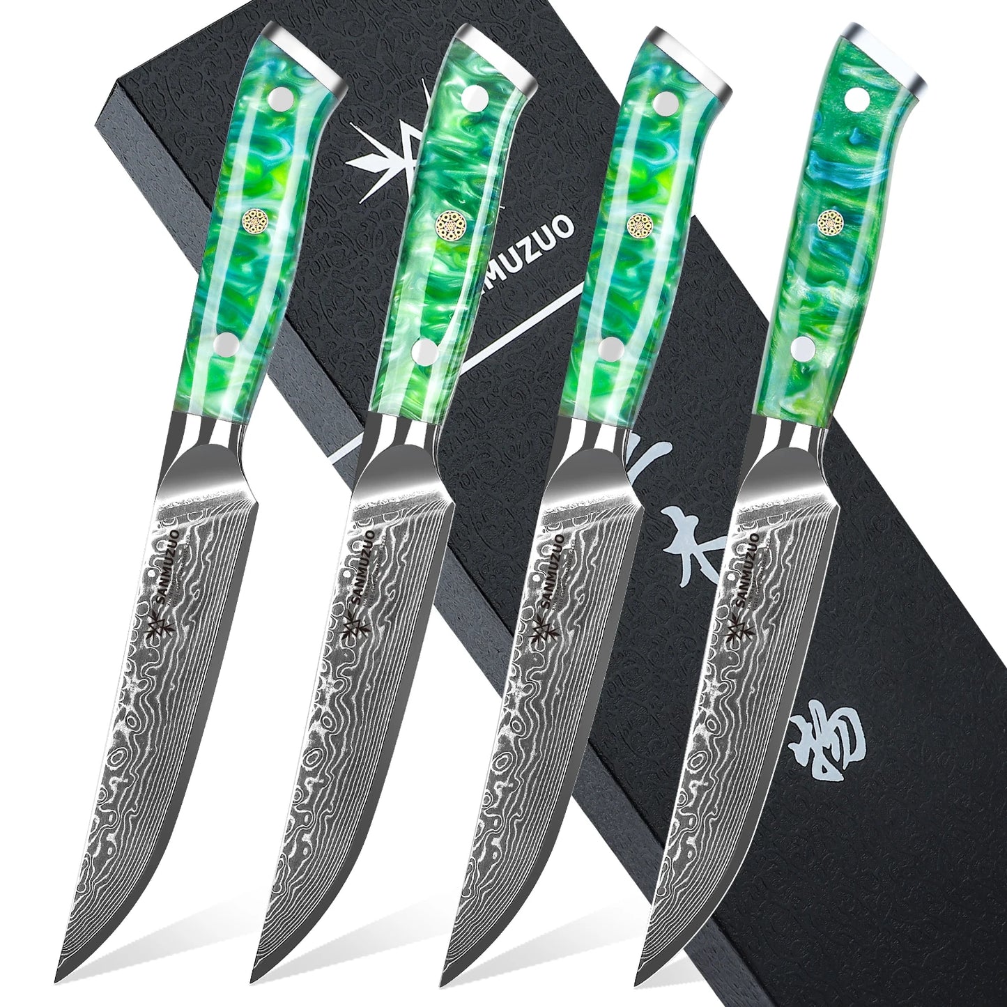 SANMUZUO Damascus Steel 4-Piece Steak Knife Set Ultra Sharp