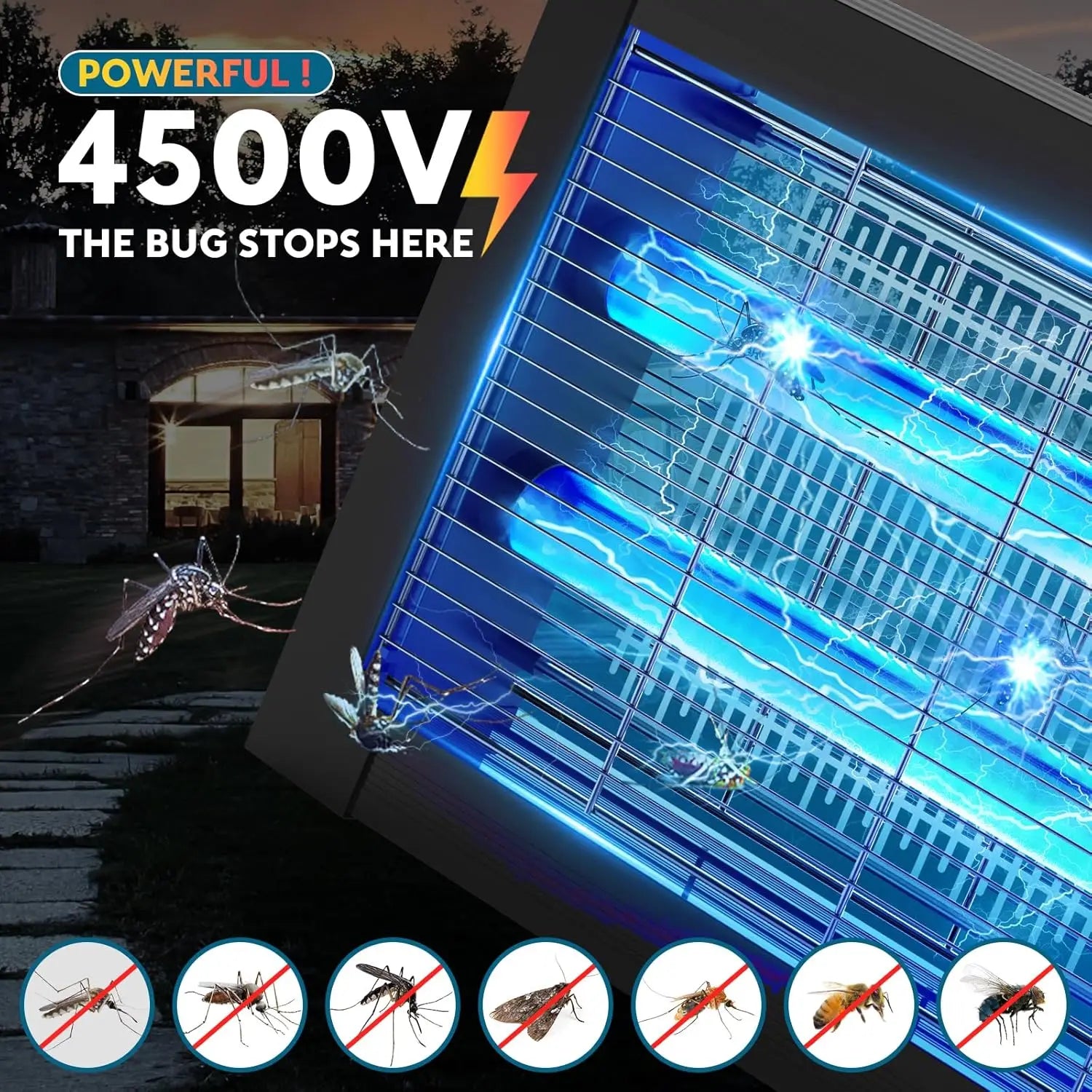 Solar Outdoor Mosquito Zapper 4500V Panel Sensor Waterproof by S And B Enterprise