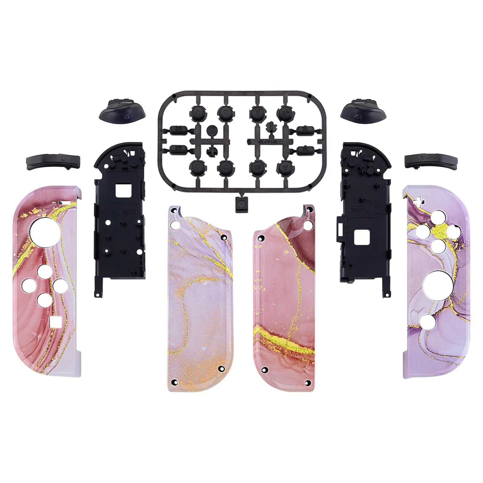 eXtremeRate Custom Patterned Controller Housing Shell Case with Full Set Buttons for NS Switch JoyCon & OLED Joycon - Wood Grain by S And B Enterprise