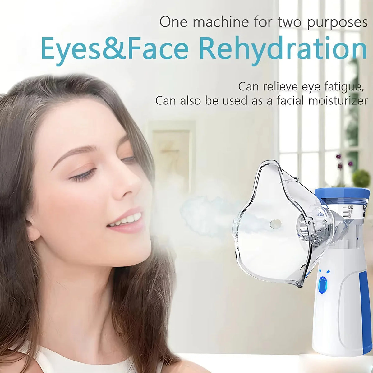 Revitalize facial steamer and humidifier by S And B Enterprise, white and blue 2-in-1 nano ion mist with water tank