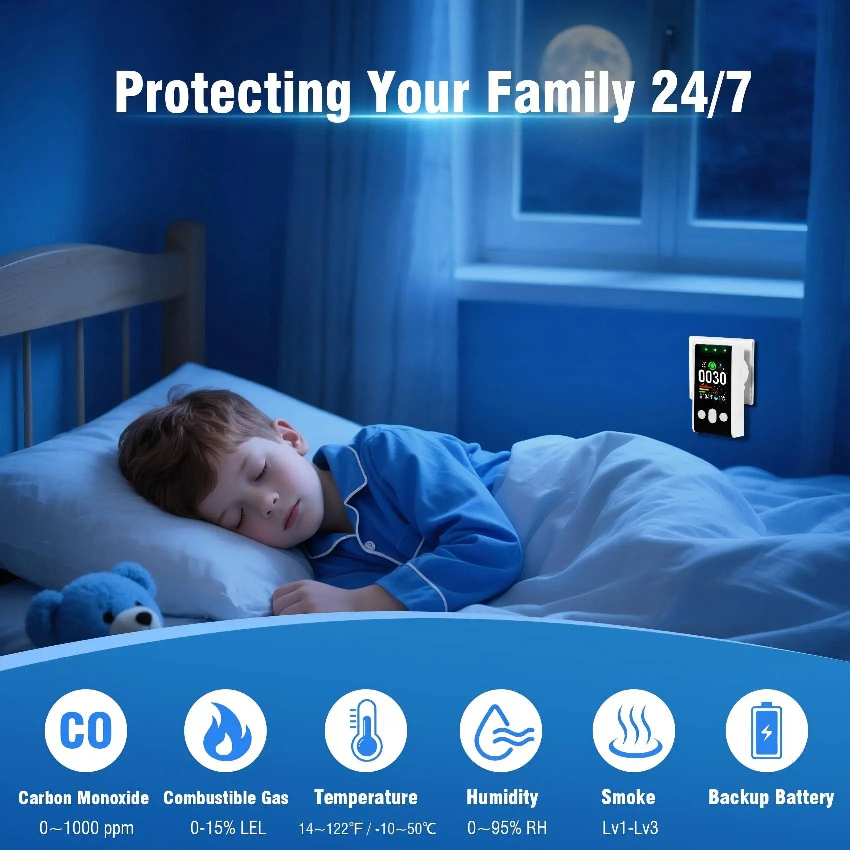 5-in-1 Multi-Sensor Gas Smoke CO Detector With Battery Backup by S And B Enterprise