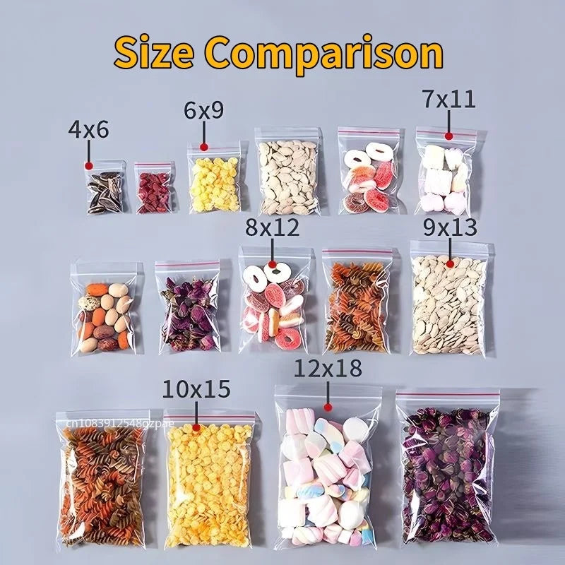NONECN 100Pcs Small Transparent Zip Lock Bags Durable Storage