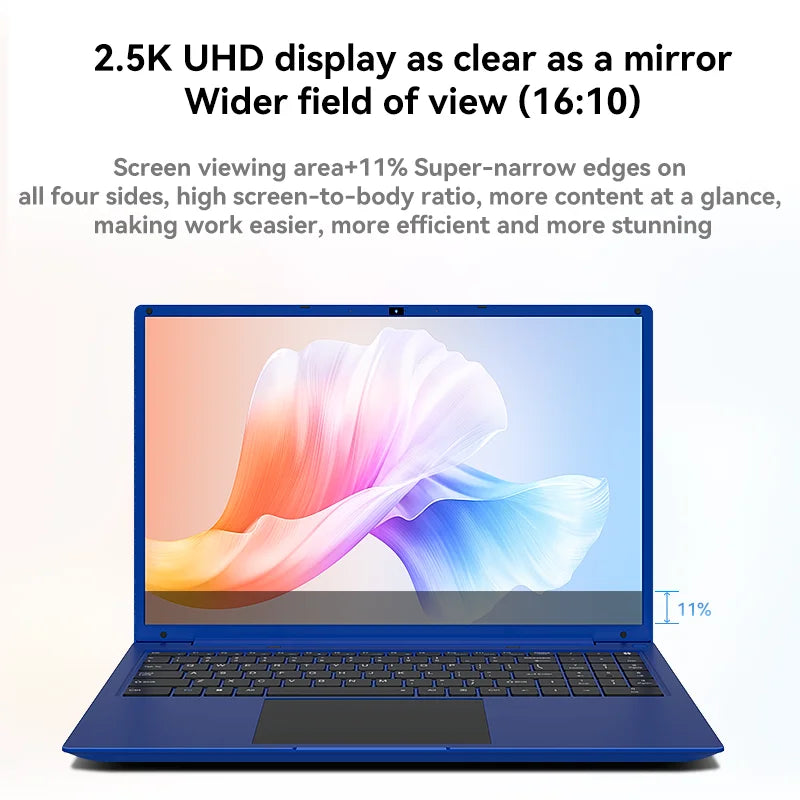 Adreamer 16-inch blue laptop with 2.5K IPS display, Windows 11, 16GB RAM, 1TB SSD